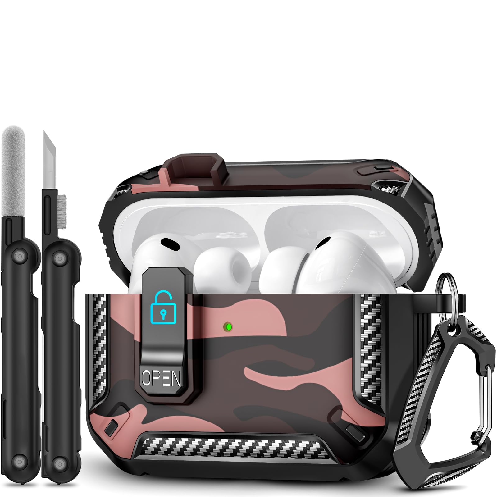 for AirPods Pro 3 Case (2025 New), Secure Lock Cases Cover with Cleaning Kit &amp; Keychain Compatible with Airpods Pro 3rd Generation Case for Men Women, Powerful Drop Protection