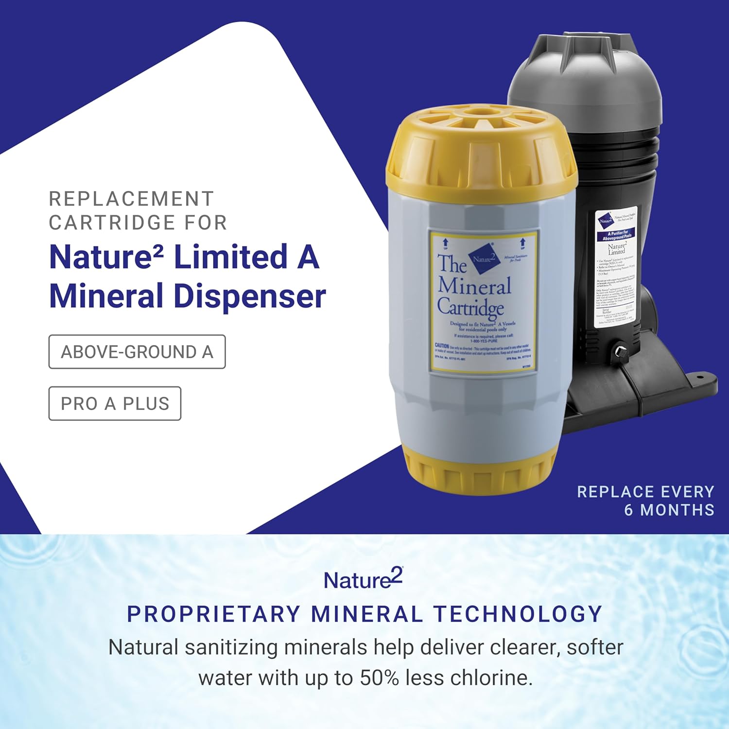 Nature2 A30 Mineral Cartridge for Above Ground Pools up to 30,000 Gallons | Cartridge for Nature2 Above Ground A & Pro A Plus Pool Sanitization Vessels | Authentic Replacement Pool Filter Cartridge