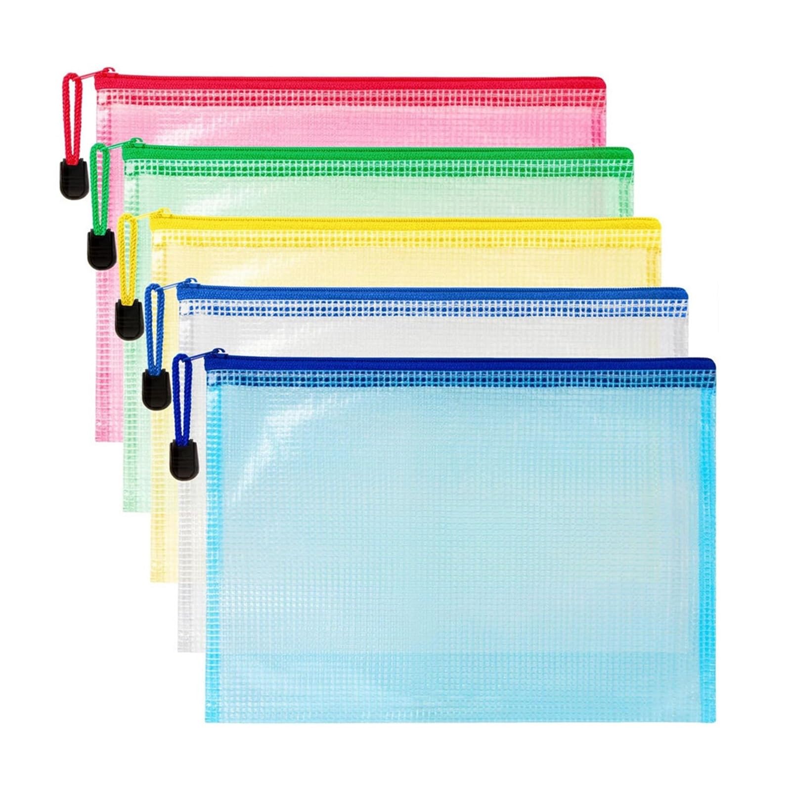 Sacchetti per documenti in plastica A4 Borse con cerniera in rete 24 PZ Organizzatore di documenti in PVC per ufficio Viaggi Storage per Office Document Storage