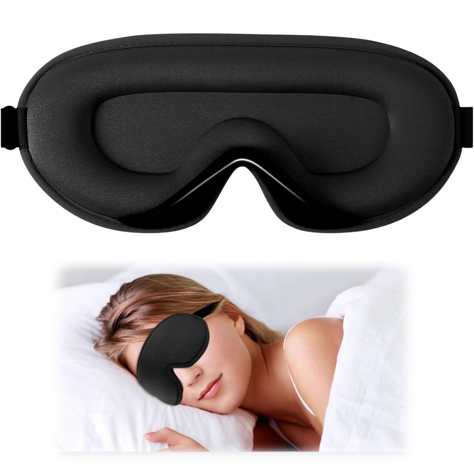 Blackout Sleep Mask, Zero Eye Pressure Mask Blackout Eye for Sleepingwith Adjustable Strap...