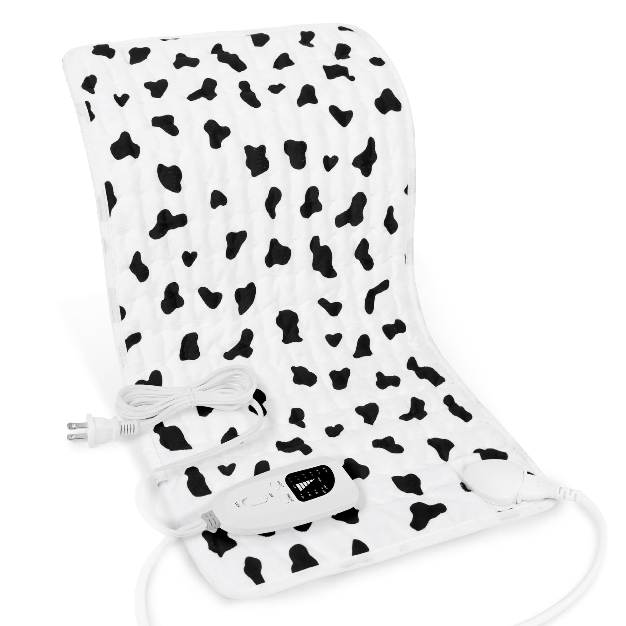 Deepsoon White Black Electric Heating Pad 24x12 Inch | Fast Heat & Auto Shut-Off - main product image