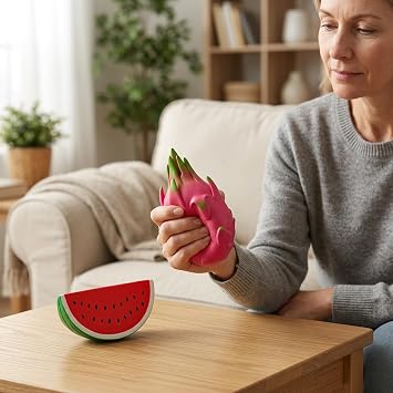 2Pcs Giant Fruit Set Dragon and Watermelon, Jumbo Two-Piece for Desk Use