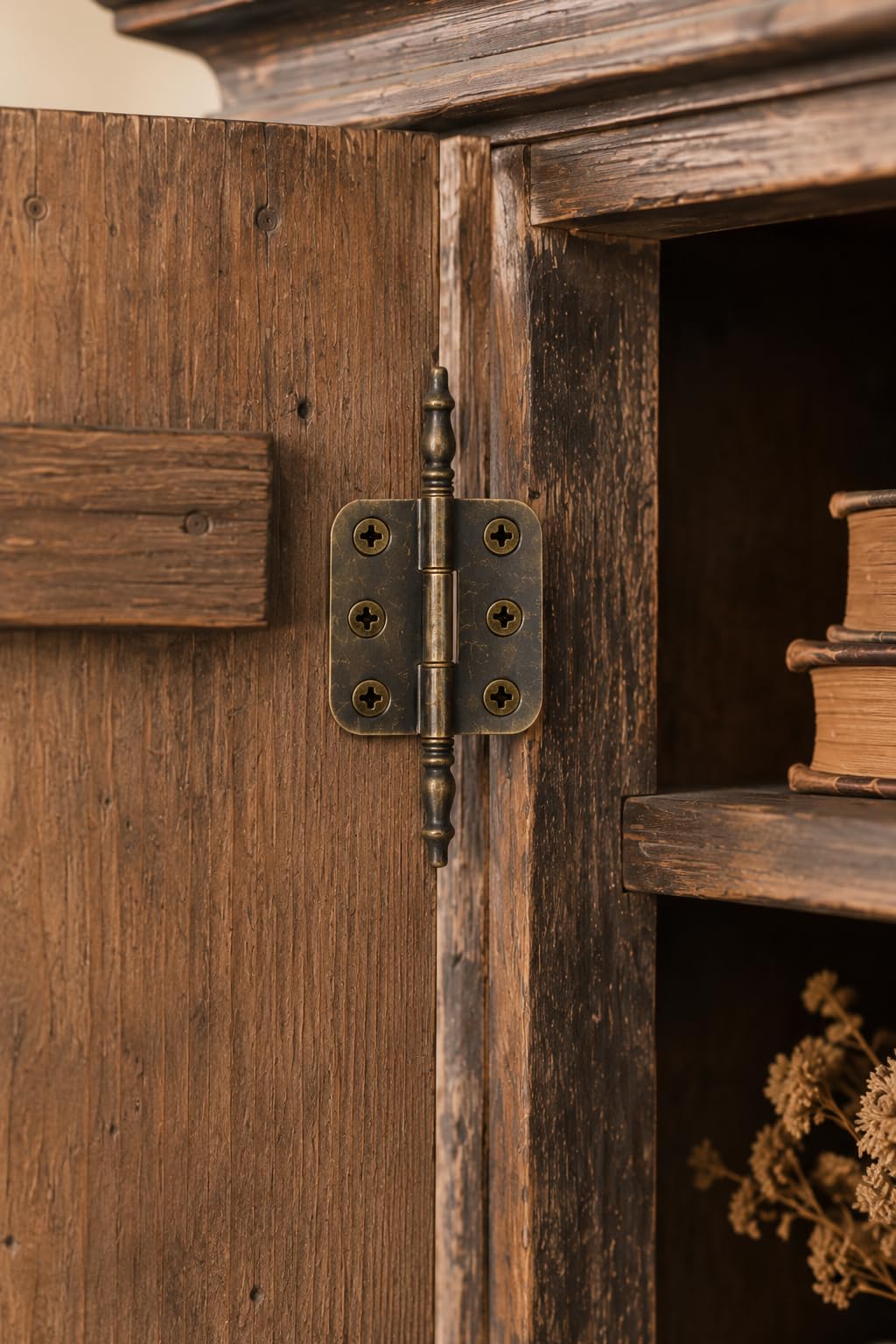 Lot De 4 Charnières Décoratives En Fer / Alliage De Zinc – Style Vieilli, Bronze, Pour Portes Bois
