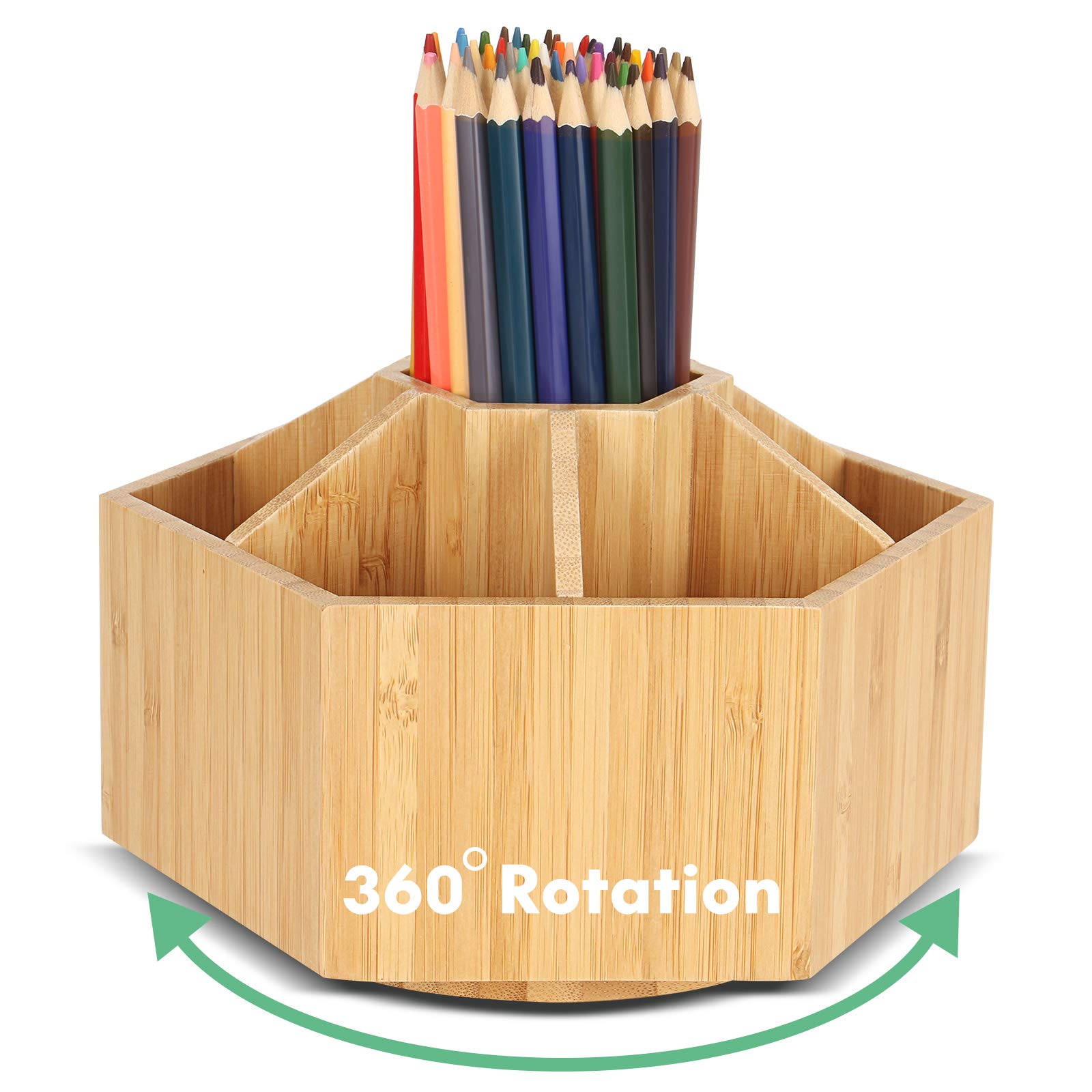 Buy Rotating Pencil Holder Desk Organizer,Bamboo Art Supply Organizer