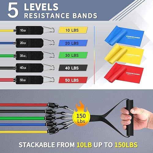 Miniatura 4 de WHATAFIT Resistance Bands, Exercise Bands，Resistance Bands for Working Out, Work Out Bands with Handles for Men and Women Fitness, Strength Training