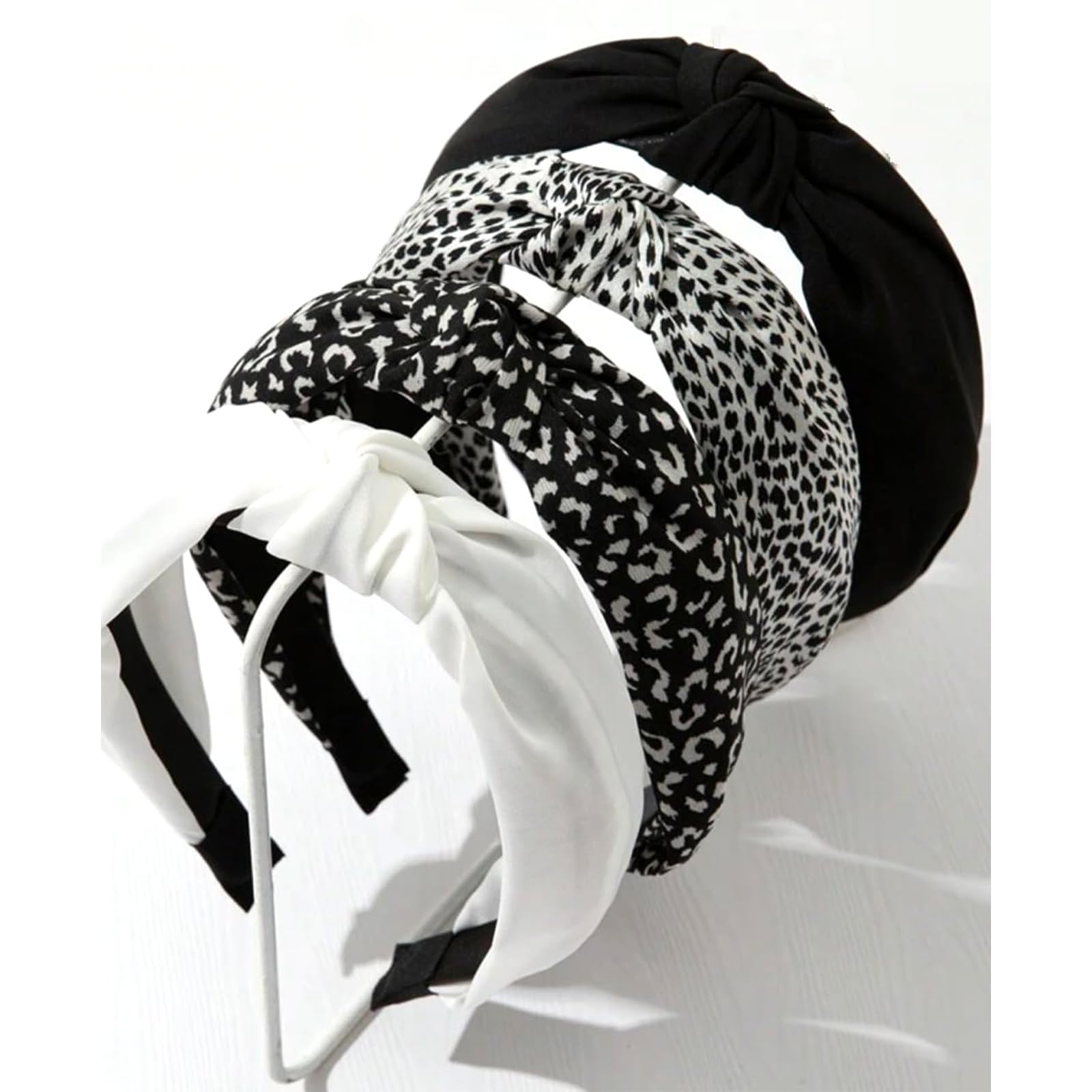 Nayyana 4 diademas antideslizantes para el pelo, diademas para el pelo, diademas para mujer, nudo ancho, diseño de leopardo, accesorios para el cabello para mujeres