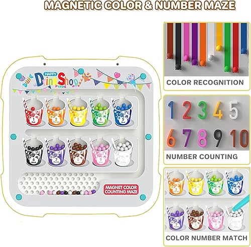 Miniatura 4 de Laberinto magnético de color y números, juguetes Montessori 2 en 1, tablero de dibujo magnético, tabla de rompecabezas de aprendizaje de