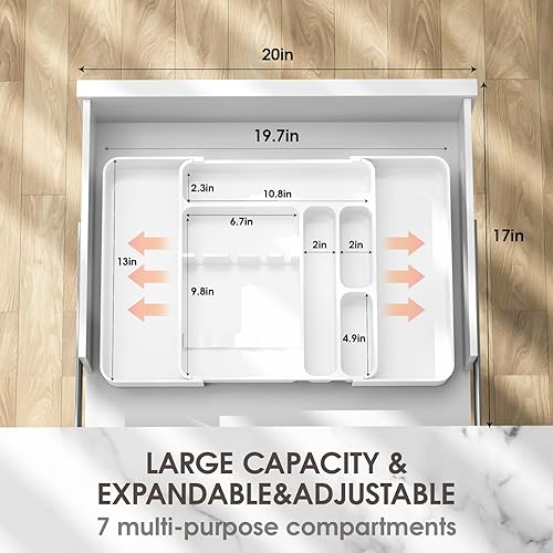 Miniatura 2 de VITABONA Organizador de cubiertos para cajones de cocina, organizador de cajones de cocina expandible para utensilios grandes, organizador de