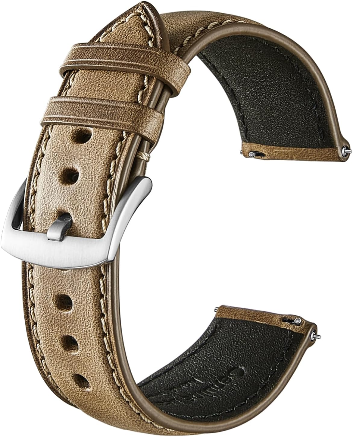 Genuine Leather Watch Band,Horween Cowhide,Quick Release,Silver Buckle,6 Colors,18mm 19mm 20mm 21mm 22mm