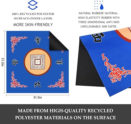 Miniatura 30 de Tapete Mahjong grande con bolsa de transporte, antideslizante y reducción de ruido, tapete de mesa Mahjong para juegos de póquer, tarjetas, mesa