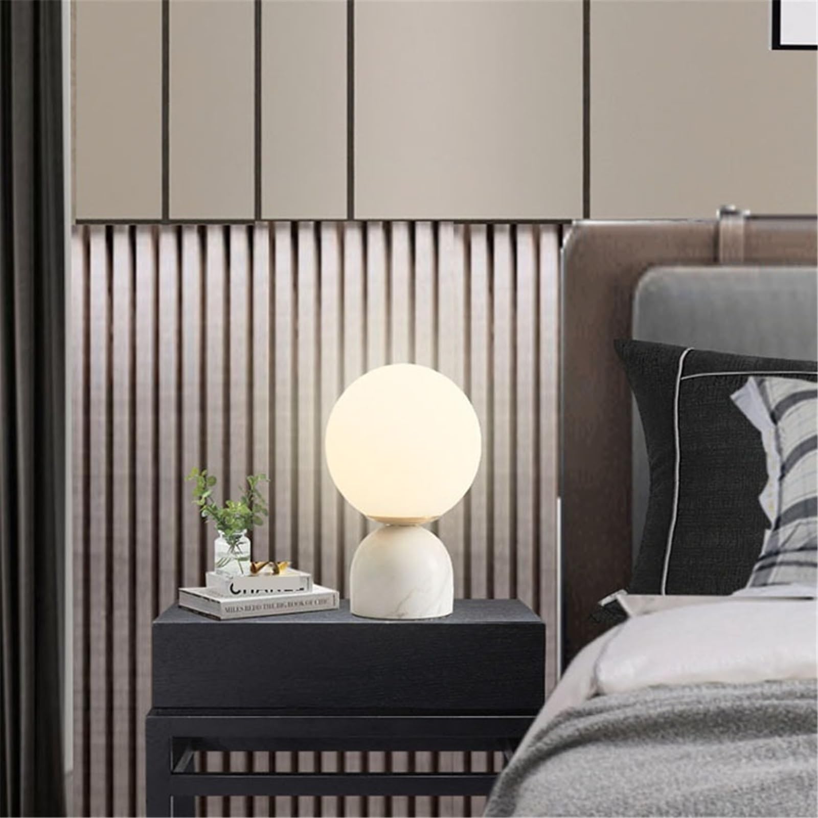 Affascinante Lampada da tavolo in marmo, decorazione for camera da letto, comodino e studio Arredamento per la casa(Nero)