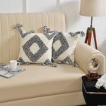 TIB Premium Boho Decorative Throw Cushion Covers, 16 x 16 cm, Set of 2, Cotton. (Black Diamond)-230 TC