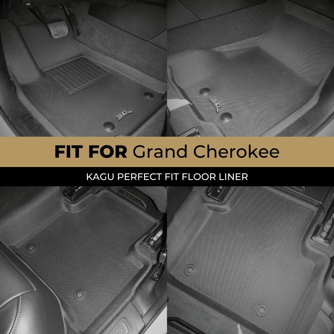 3D MAXpider Custom Fit Kagu Floor Mat (Black) Compatible with Jeep Grand Cherokee (WL) 5-Seat 2022-2026 - Full Set