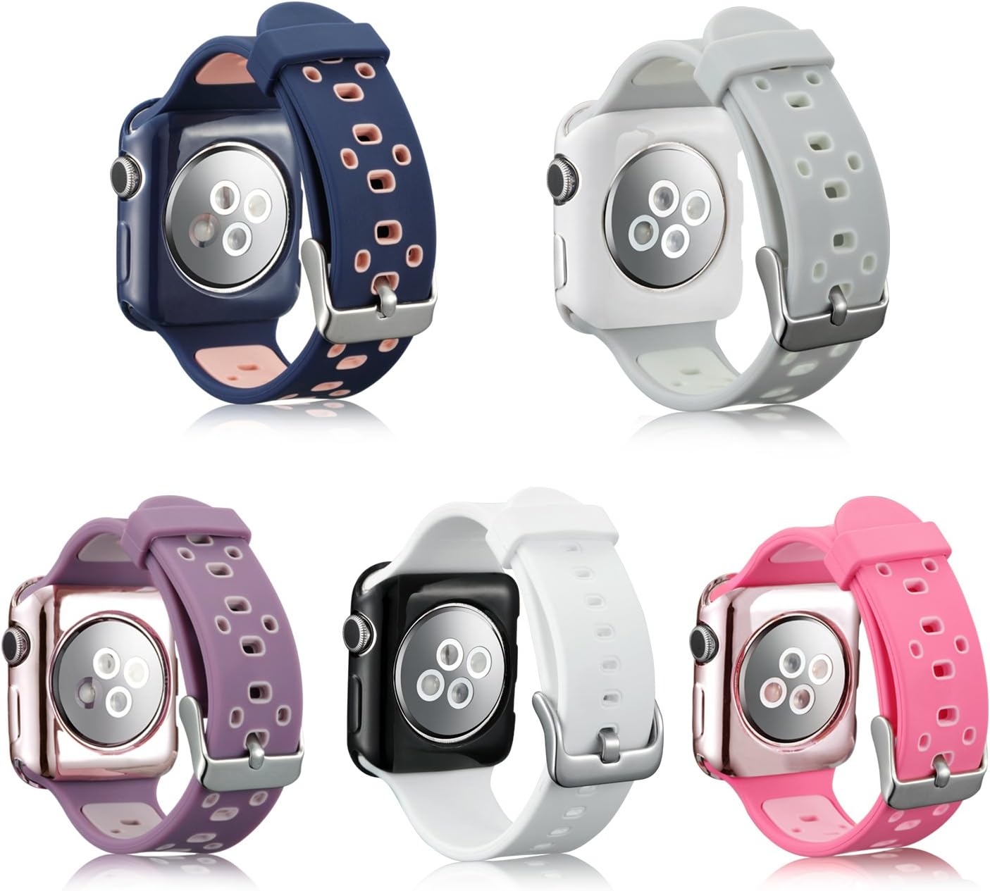 Compatible Apple Watch Band Case 38mm [5 Pack], MAIRUI Protector Bumper Cover TPU Ultra-Slim with Silicone Strap Wristband for Apple Watch Series 3/2/1, iWatch Sport/Edition