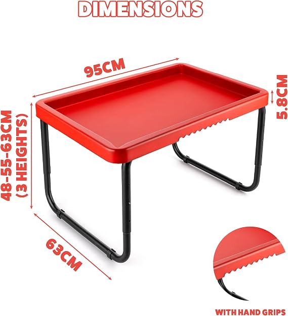 Toyrific Play Tray Activity Table for Kids, Sensory Play Tray, Kids Messy Play Table, Water and Sand Play Table, Outdoor and Indoor Use, Red