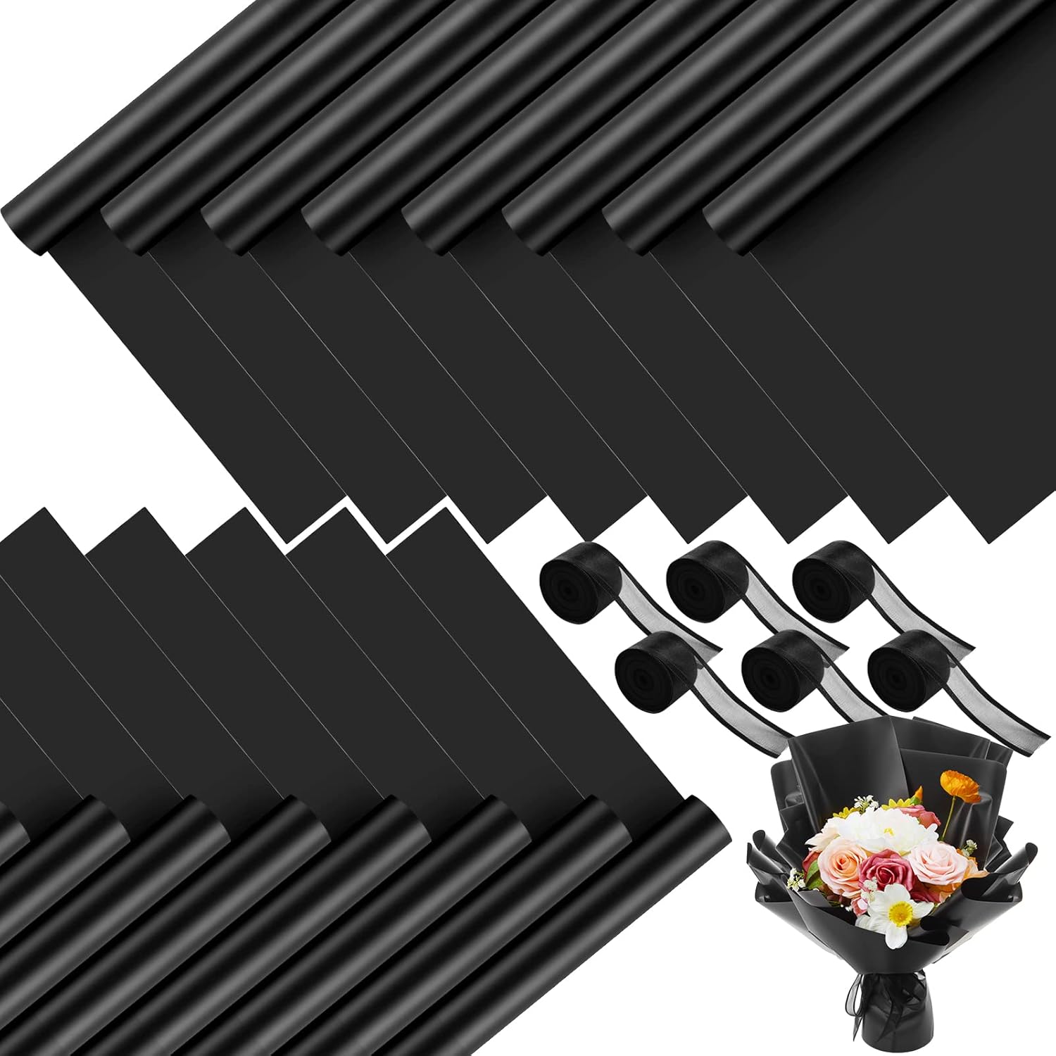 120 Sheets Flower Wrapping Paper Bouquet Pure Color