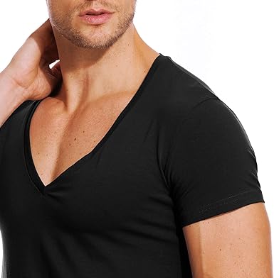 low cut v neck shirt mens