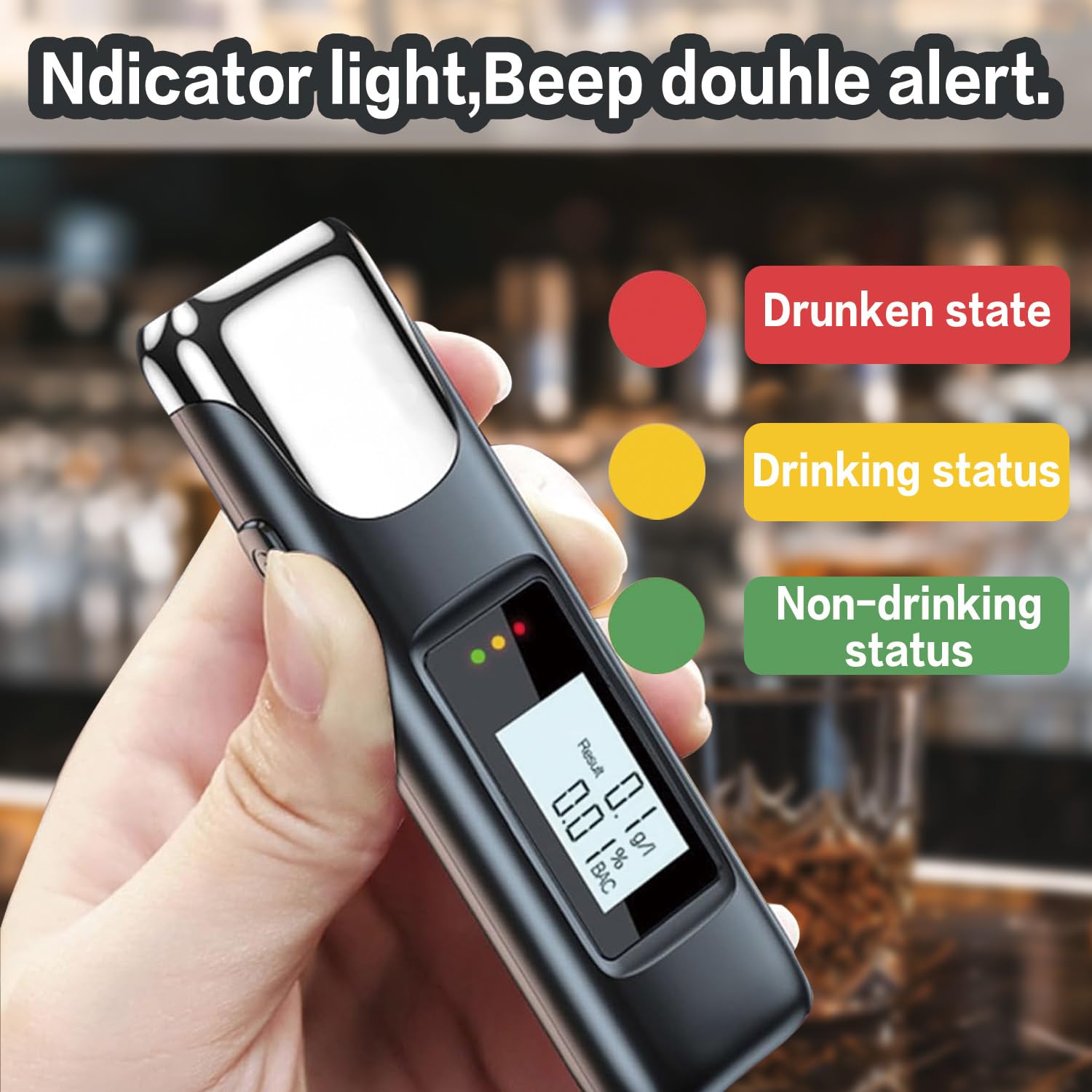 Alcoholimetro Homologado,Test Alcoholemia con Pantalla LCD y Batería Recargable USB,Alcoholimetro Digital,Test de Alcoholemia Fiable y Rápido,Ideal para Uso Personal, Doméstico y Fiestas