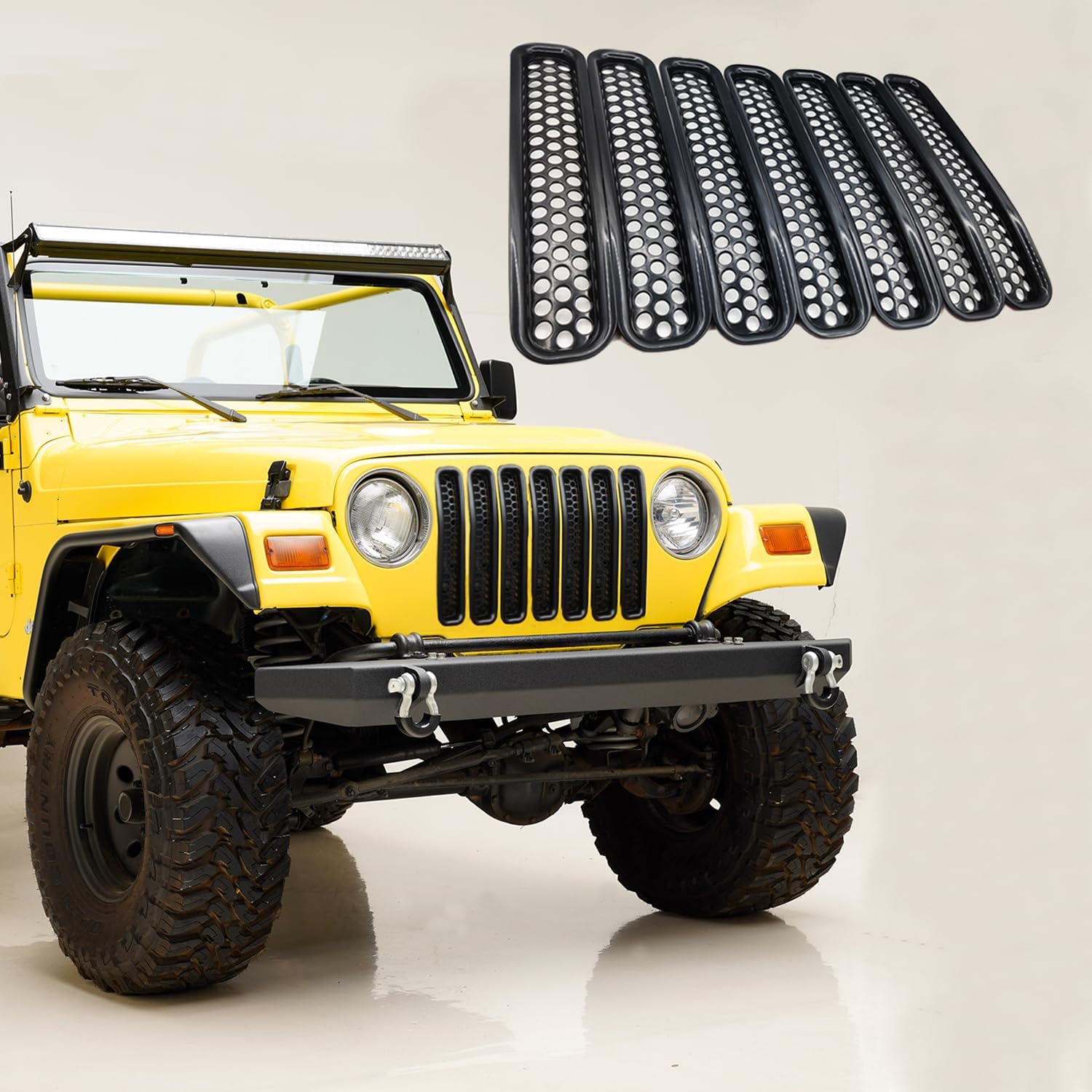 Front Grille Fit for Jeep Wrangler TJ 1997-2006 Black Hood Grill Guard Insert Mesh Grilles
