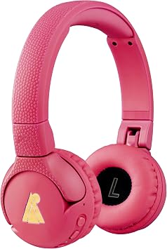 POGS Bluetooth wireless kids headphones | The Gecko 2 | Adjustable, foldable, durable headphones for kids 3+ | Volume limited 85 dB | Microphone | On-Ear | Wireless music-sharing function (rPink)