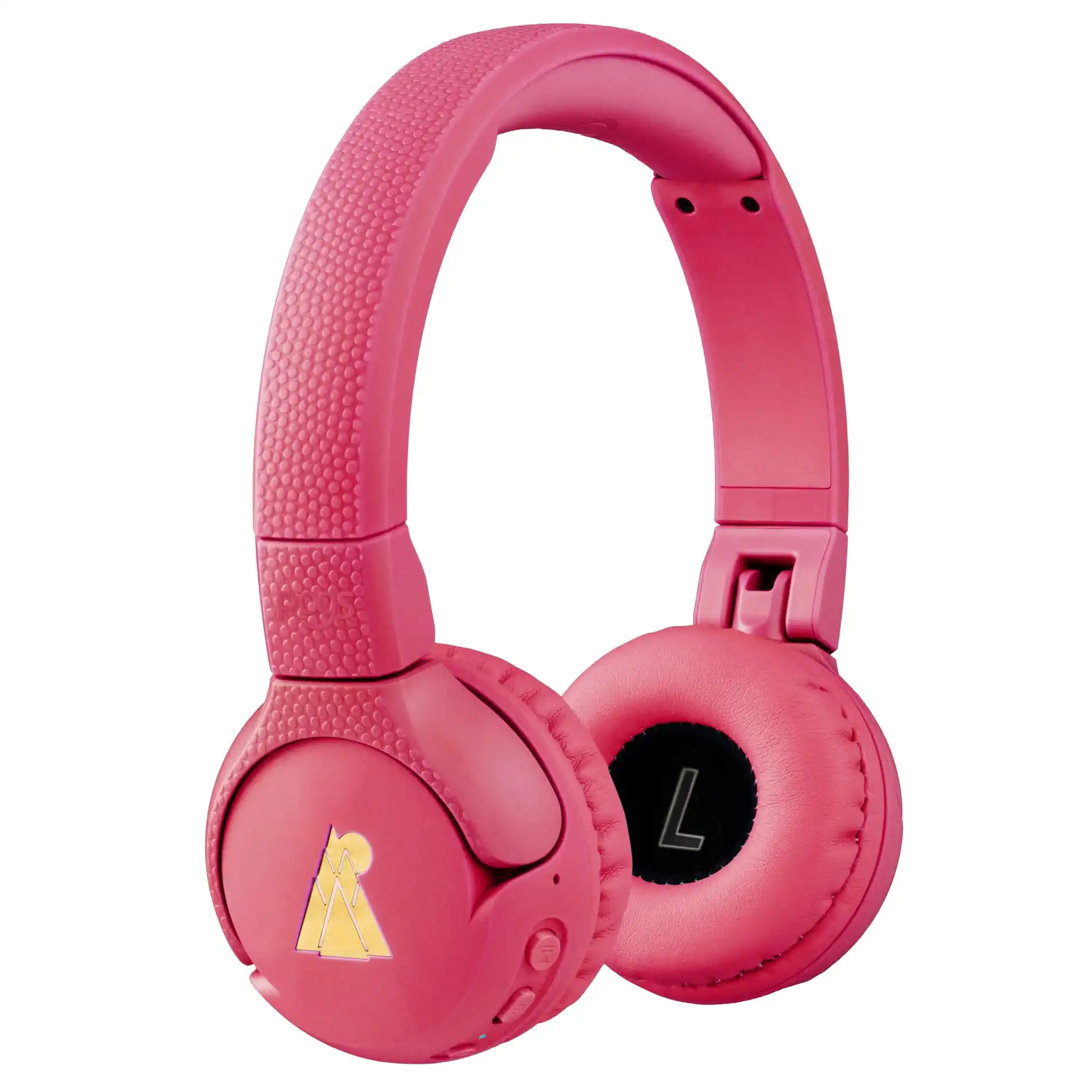 POGS Drahtloser Bluetooth Kinderkopfhörer | The Gecko 2 | Faltbarer robuster Kinderkopfhörer ab 3 Jahren | Lautstärkebegrenzung 85 dB | Mikrofon | On-Ear | Drahtlose Musik-Sharing-Funktion (rRosa)