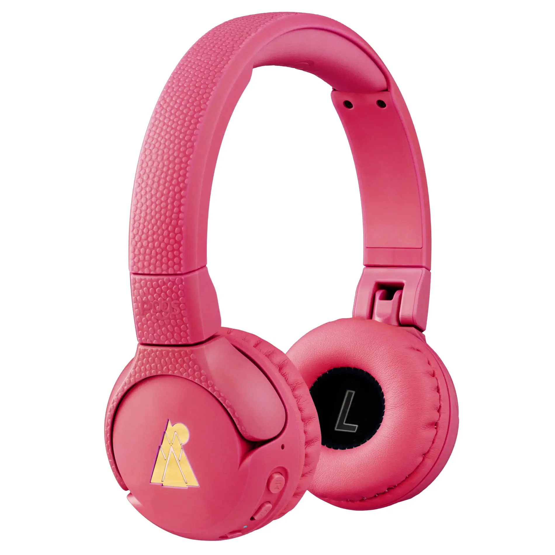 POGS Drahtloser Bluetooth Kinderkopfhörer | The Gecko 2 | Faltbarer robuster Kinderkopfhörer ab 3 Jahren | Lautstärkebegrenzung 85 dB | Mikrofon | On-Ear | Drahtlose Musik-Sharing-Funktion (rRosa)