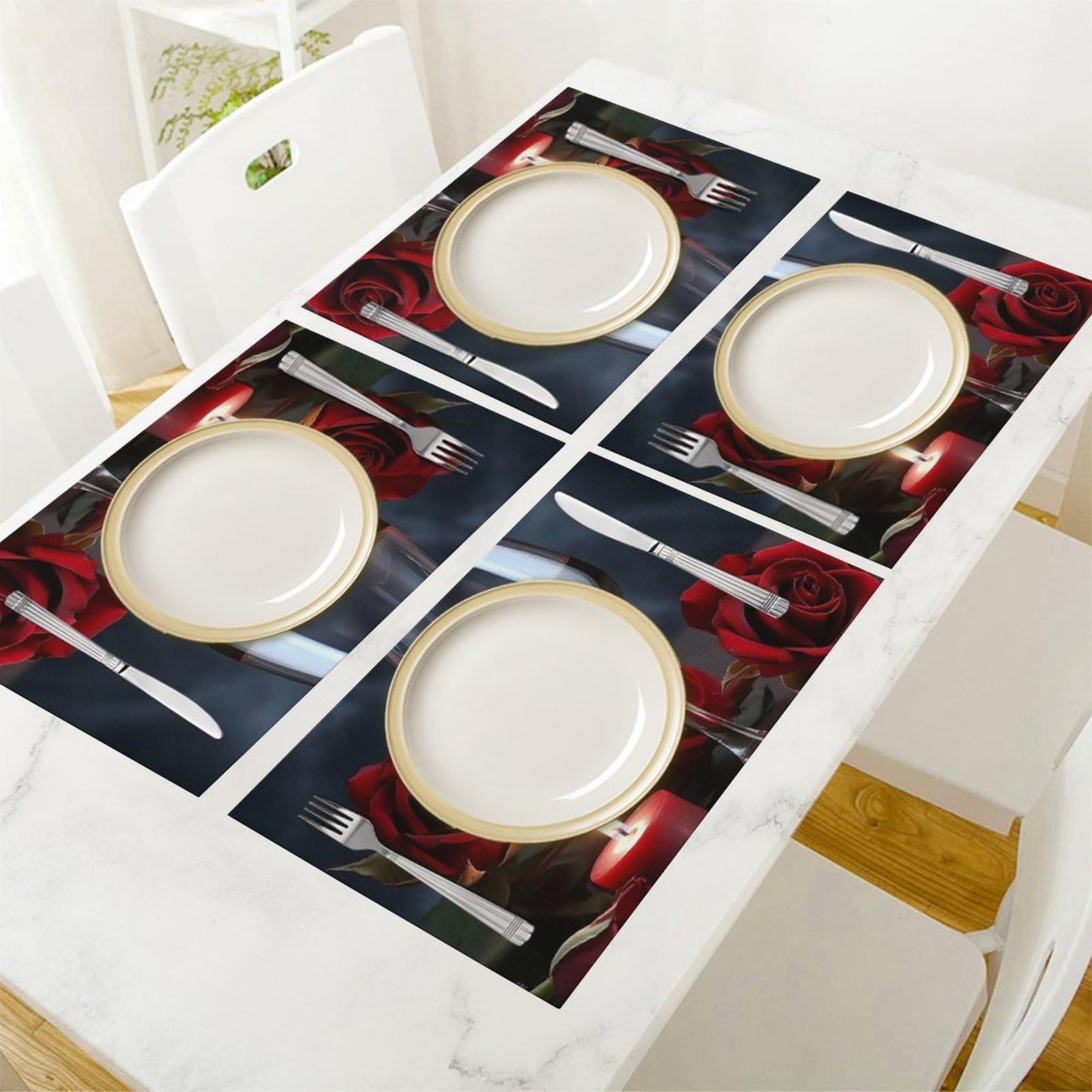 Set di 6 tovagliette all'americana in PVC, lavabili, resistenti al calore, antiscivolo, impermeabili, per interni ed esterni, tavolo da pranzo, cucina, feste e vacanze