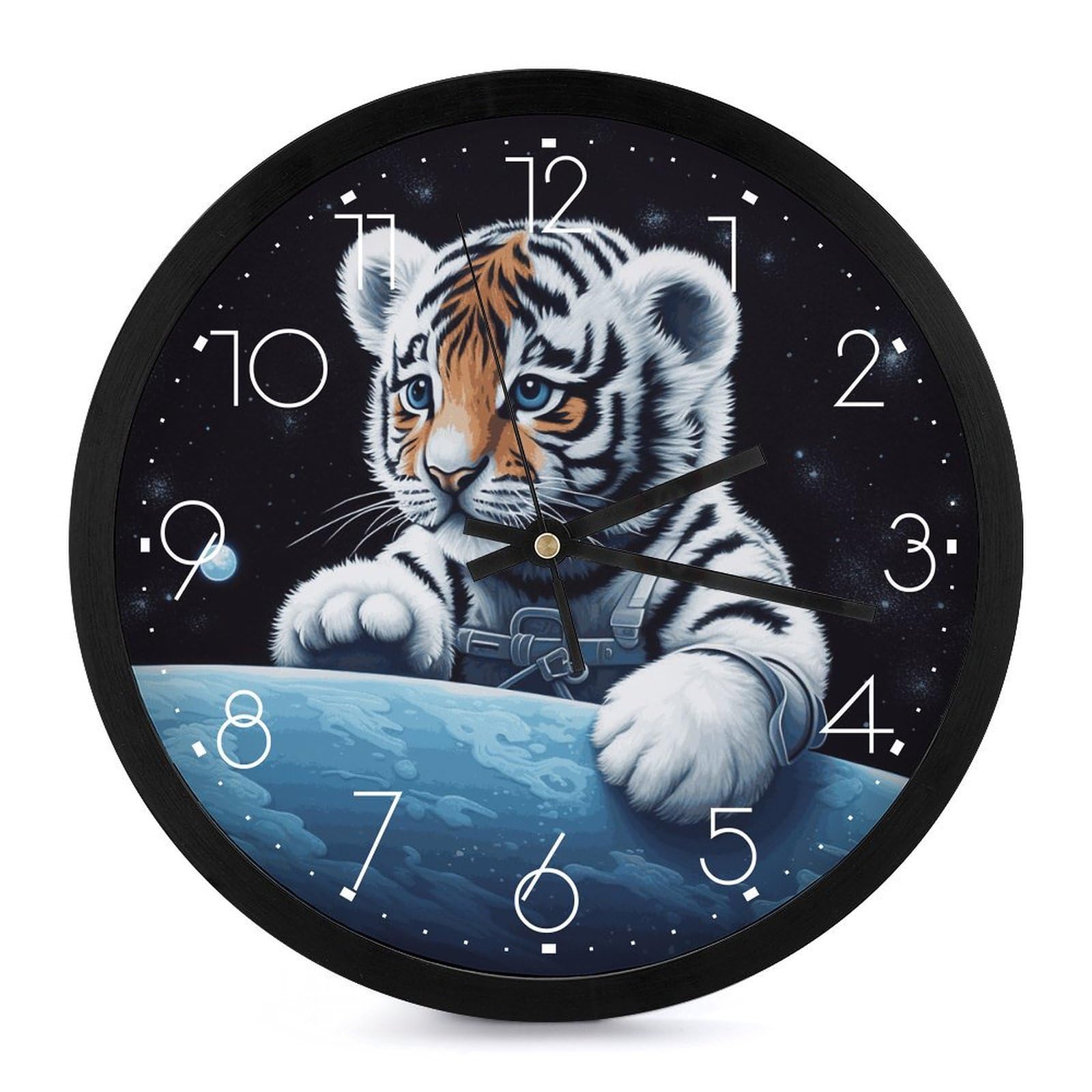 Horloge murale silencieuse pour salon au design tigre de l'espace