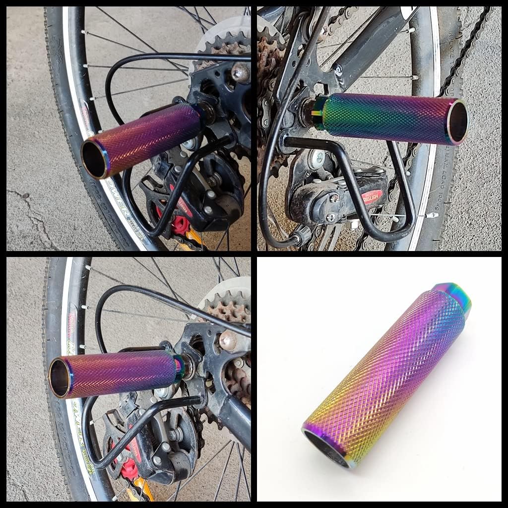 4 Pcs Bike Pegs Aluminum Alloy Bicycle Foot Pegs Dazzle Color Surface Anti-Skid Fit 3/8 inch Axles (100 x 28cm)