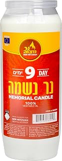 Ner Mitzvah 9 Day Yahrtzeit Candle - Kosher Memorial and Yom Kippur Candle in Plastic Holder