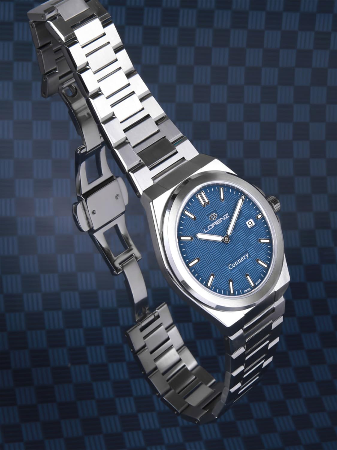 Lorenz Connery 090015CC Orologio da uomo ultrapiatto al quarzo Swiss Made con cinturino in acciaio inossidabile
