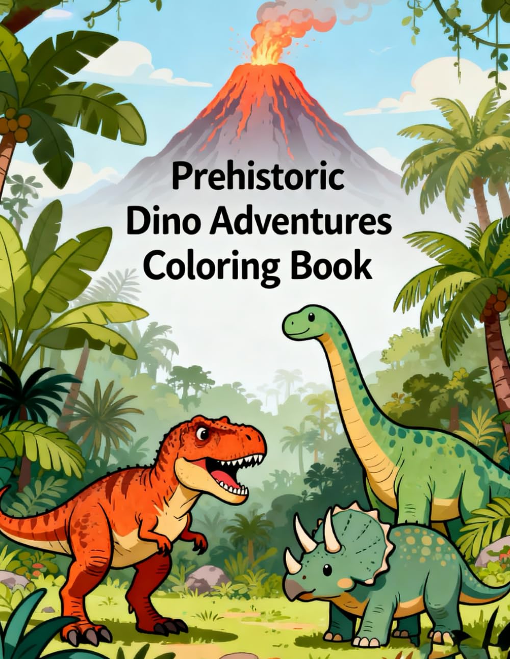Prehistoric Dino Adventures Coloring Book: Explore Powerful Dinosaurs & Ancient Wild Scenes: A Fun and Relaxing Coloring Journey Featuring Mighty ... Prehistoric Landscapes for Kids and Adults
