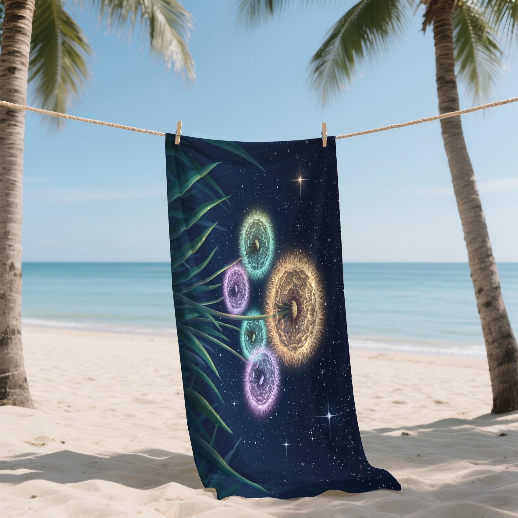 Serviette de Plage XXL Microfibre Pissenlit Fleurs Botanique Floral, Drap de Plage Séchage Rapide Anti Sable & Légère, Serviette de Bain Grande Taille 100x200 cm, Accessoire & Cadeau été