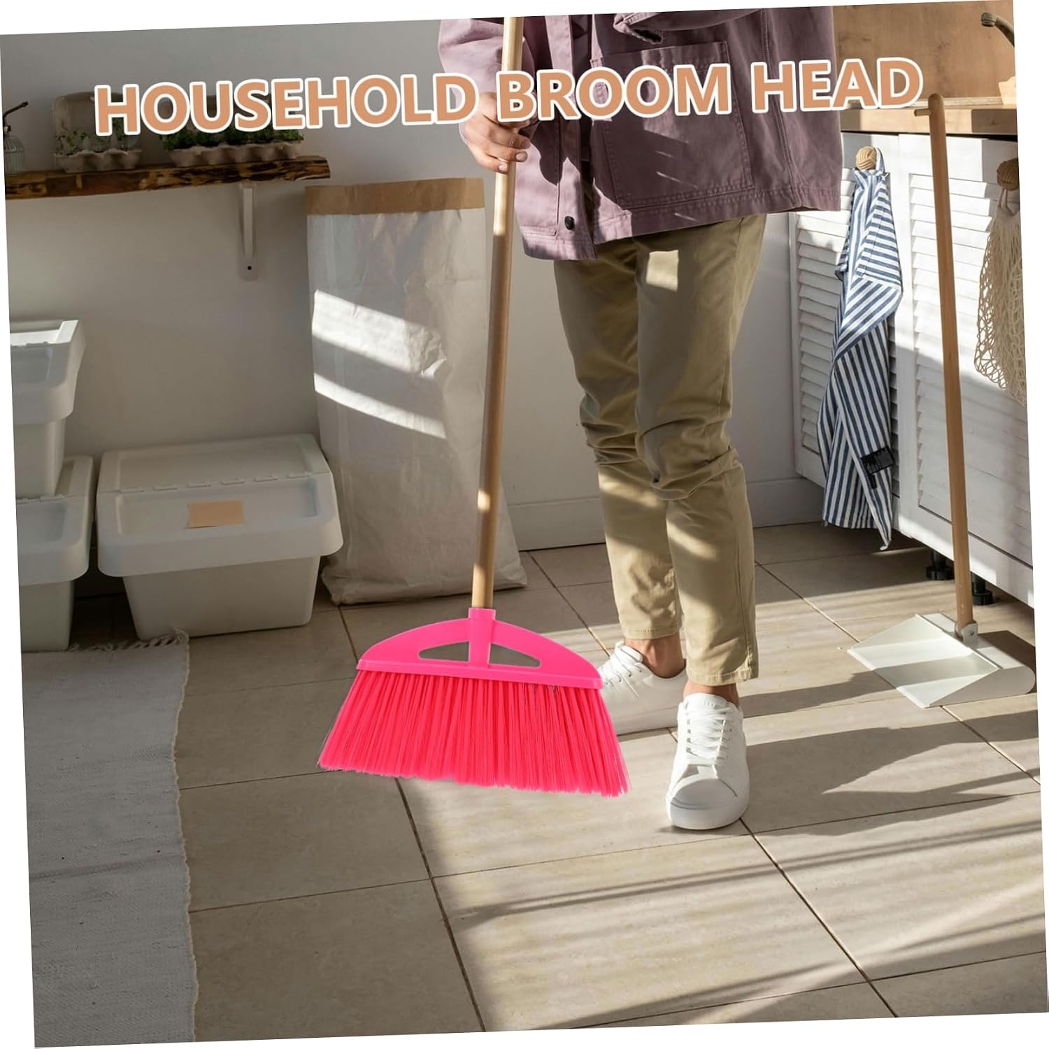 Ipetboom Carpet Floor Sweeper Broom Head 2pcs Broom Replacement Accessories Angled Bristled Sweeper Head