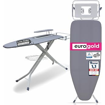Eurogold Large XXL Ironing Board for Steam Ironing Station 130 x 48 cm