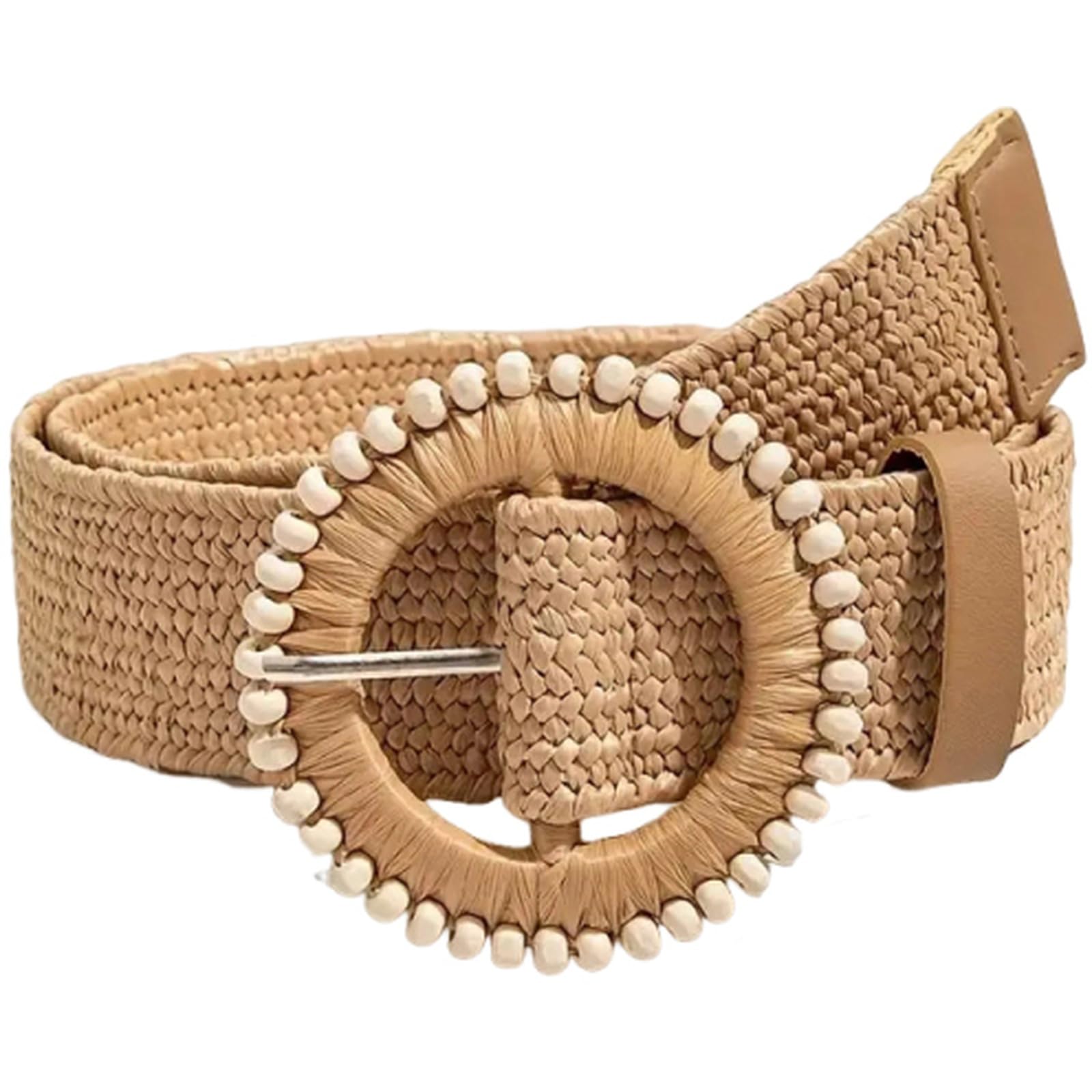 Agutalithic Women's Brown-Style9 Boho Woven Hollow Straw/Canvas Belt 4Cm Wide Braided Rattan Strap Fashion Waistband For Dress Jeans Pants(130Cm/51, )
