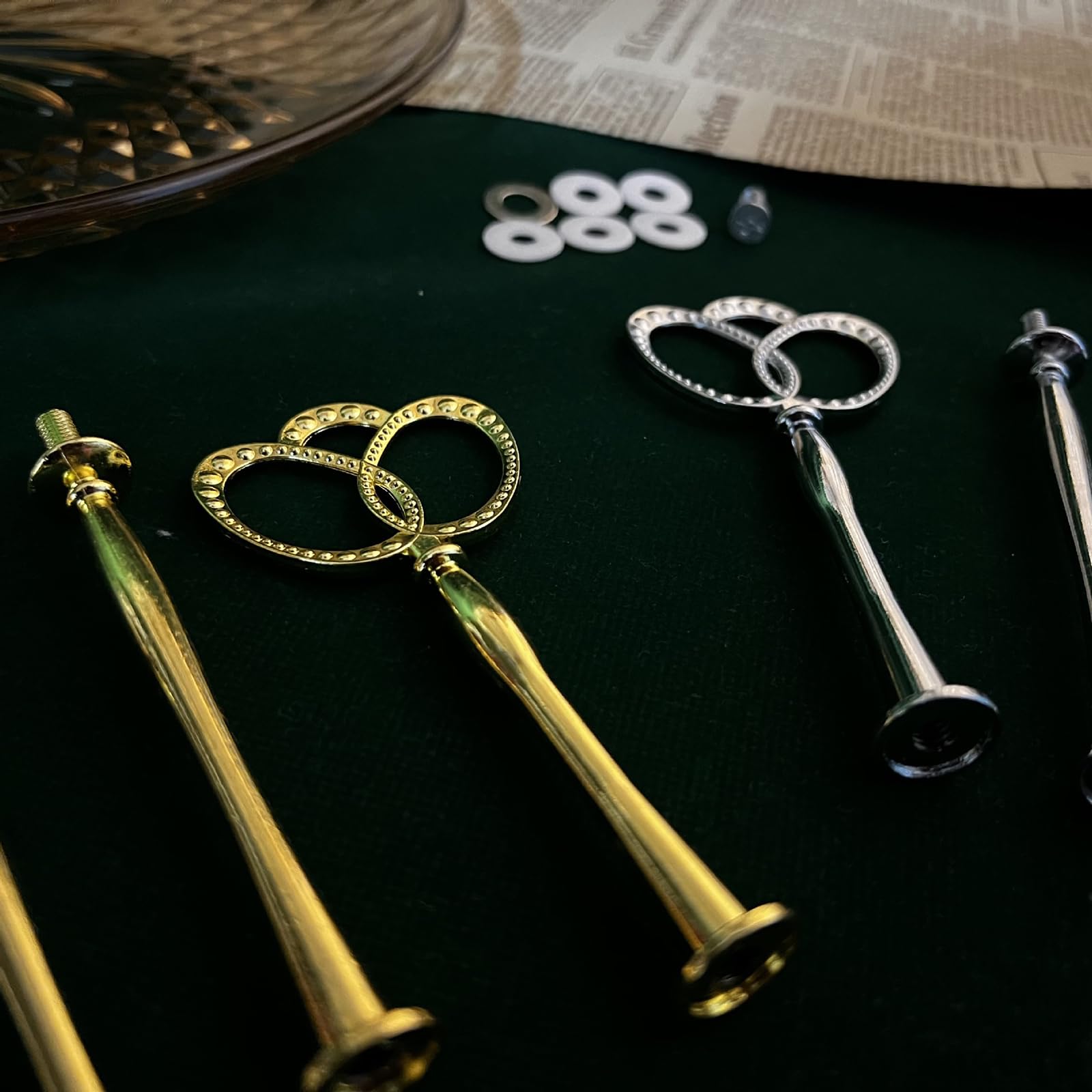 Set Van 4 Etagèrestangen Voor Bruidstaart, Taartstandaard En Taarthouder 2 Tot 3 Etages Goud En Zilver