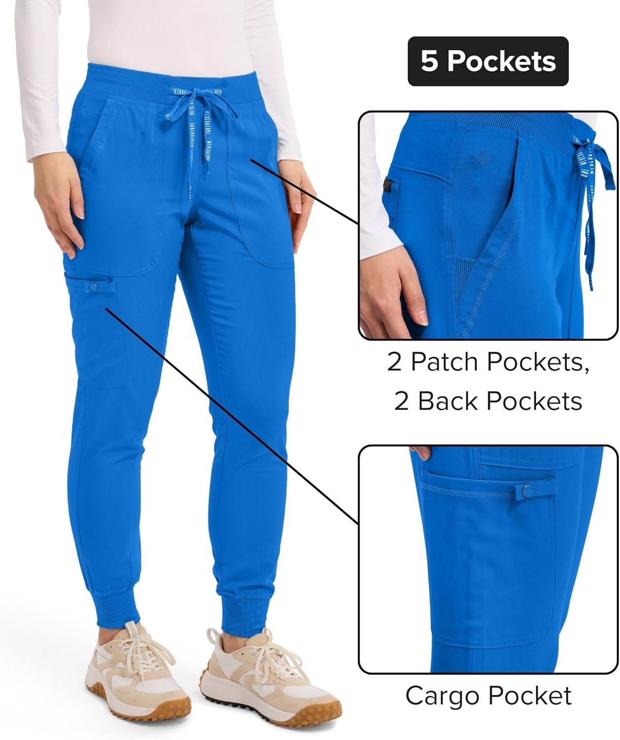 Med Couture Scrub Pants For Women Cargo Jogger Bottoms with 5 Pockets, Lightweight, Ultra Soft, 2-Way Stretch Fabric - MC7710 - Image 5