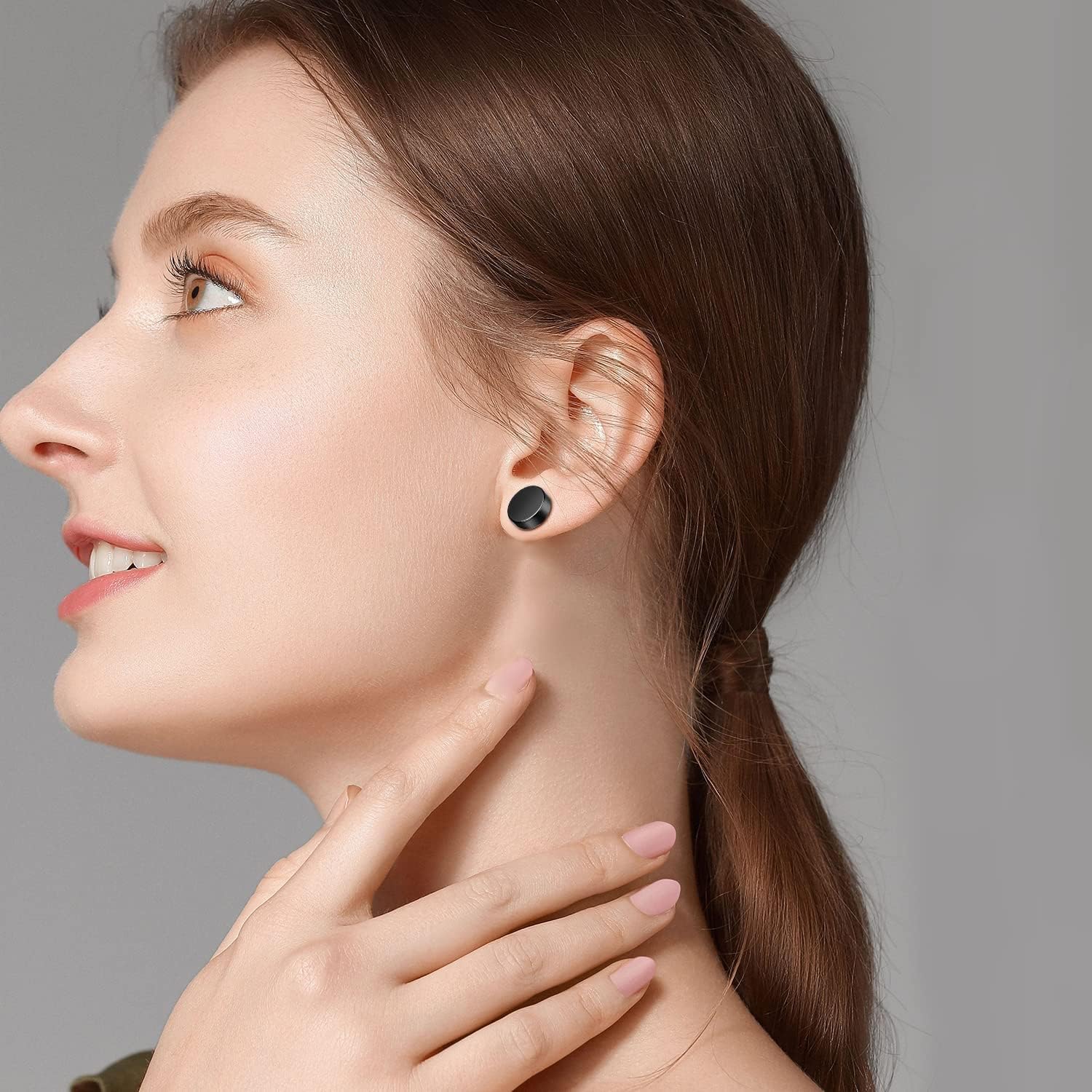 MUFUN Flat Back Stud Earrings for Men Hypoallergenic 316L Stainless Steel | 8mm Surgical Studs Earring for Sensitive Ears Screw-on Nickel-free Non-tarnish 18G Faux Gauges Dot Earrings Women