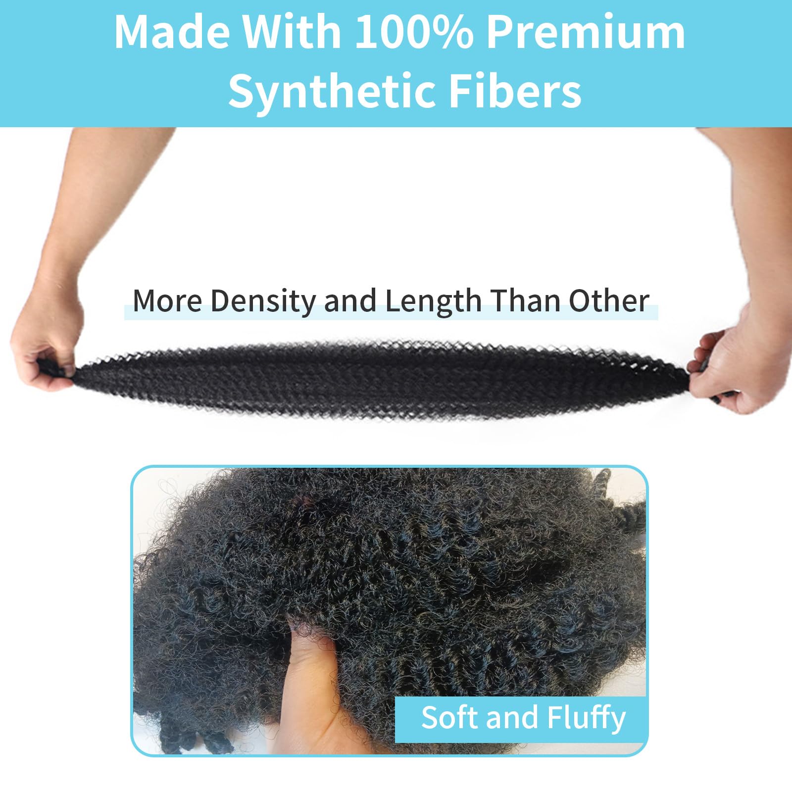 Soft Twist Hair for Afro Marley Locs Black Pre-Separated Spring Twist Hair for Locs Crochet Braiding Hair for Curly Marley Braiding Hair Extensions for Women (12 Inch (Pack of 8)) - Image 4