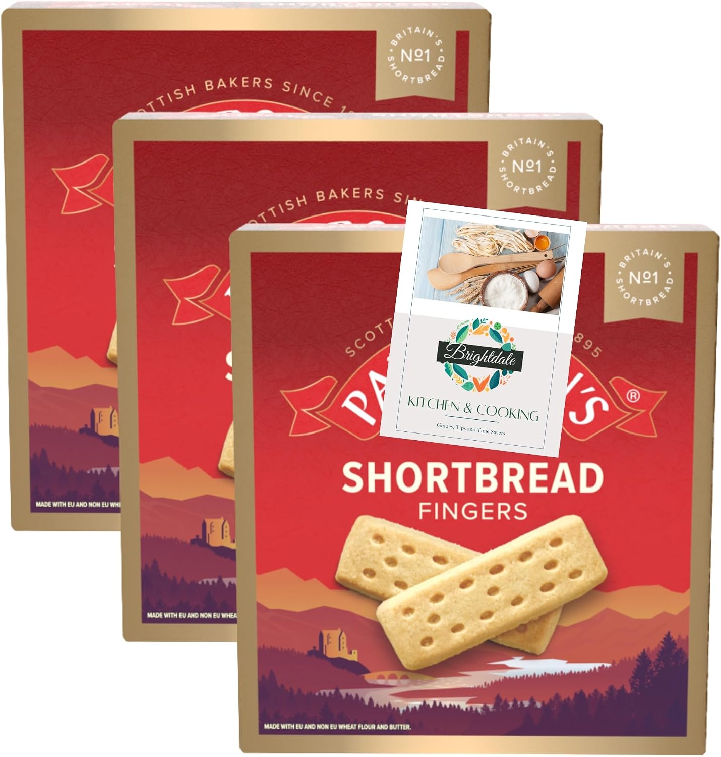 Shortbread Bundle with Paterson's Scottish Shortbread Fingers 300g 3 Pack + Brightdale Kitchen Booklet