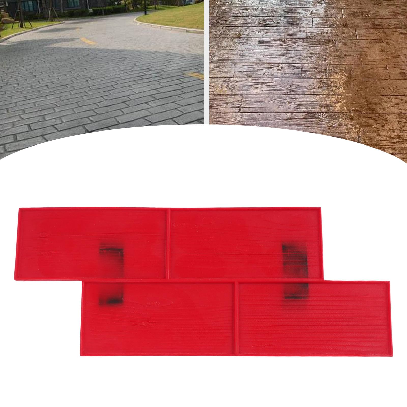 Betonstrukturmatte, Betonstempel Stempelmatte in Holzoptik, 60x24 cm Matrize Strukturform, Wiederverwendbare Betonform aus PU für Pflaster, Gartenweg
