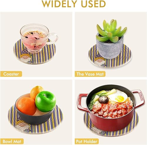 Miniatura 372 de Trivets for Hot Dishes Pots and Pans 2 PC Pot Holders Heat Resistant Cotton Round Potholders for Kitchen Countertop Decorative Autumn Maple Leaves