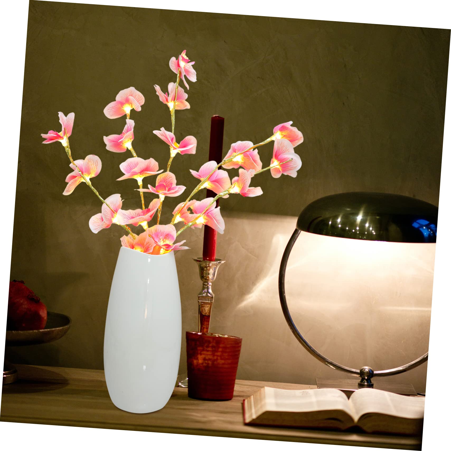 VOSAREA 2pcs Phalaenopsis Branches Led Light Simulated Flower Decor for Parties Bedrooms and Gardens Warm Lighting Realistic Design Friends