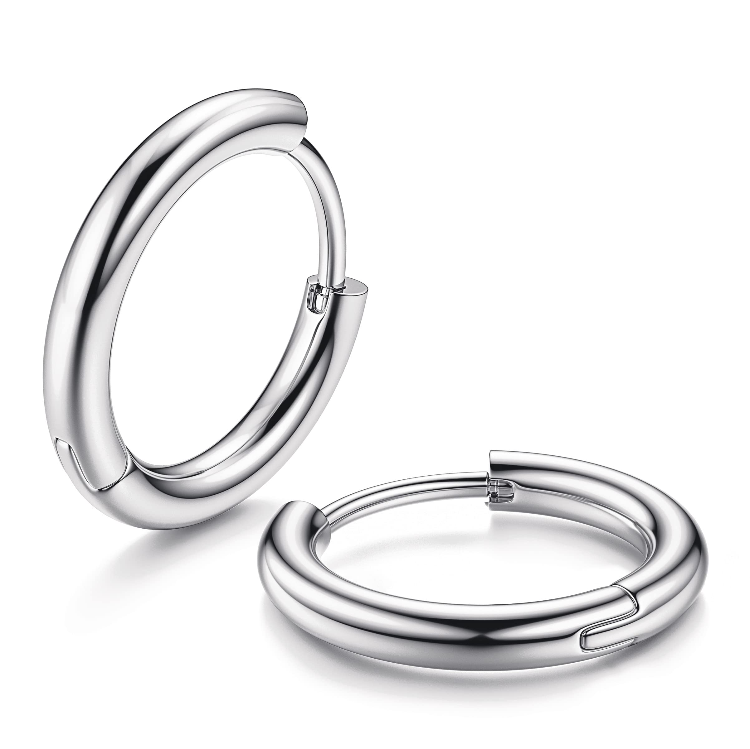 MILACOLATO G23 Solid Titanium Hoop Earrings Implant Grade Hypollergenic Small Huggie Hoop Earrings Hinged Sleeper Cartilage Earrings for Women Men