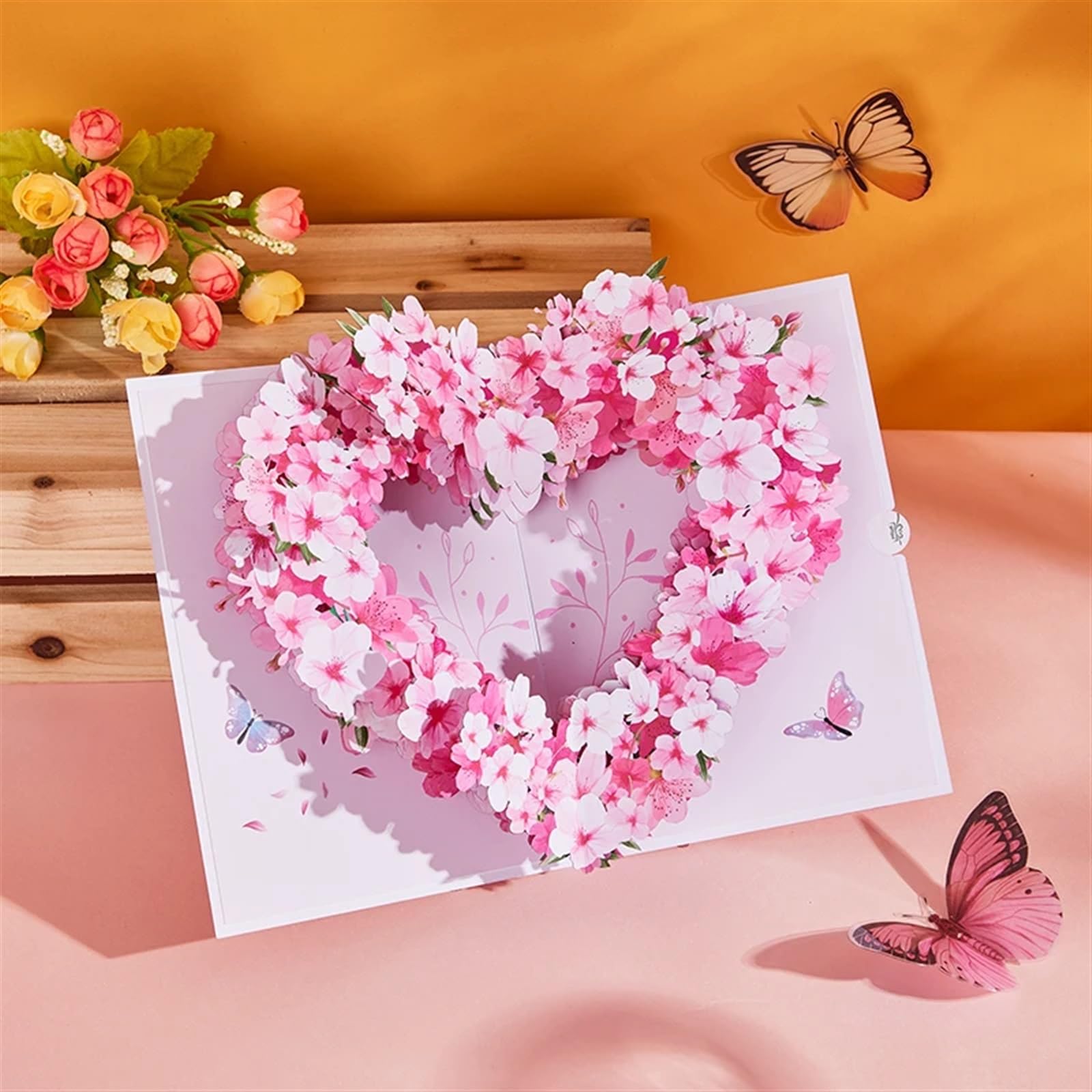 Zaproszenia na ślub, Zestaw zaproszeń ślubnych, 2 sztuki, wielokolorowe, wyskakujące kartki z motywem kwitnącej wiśni(Sakura Love)