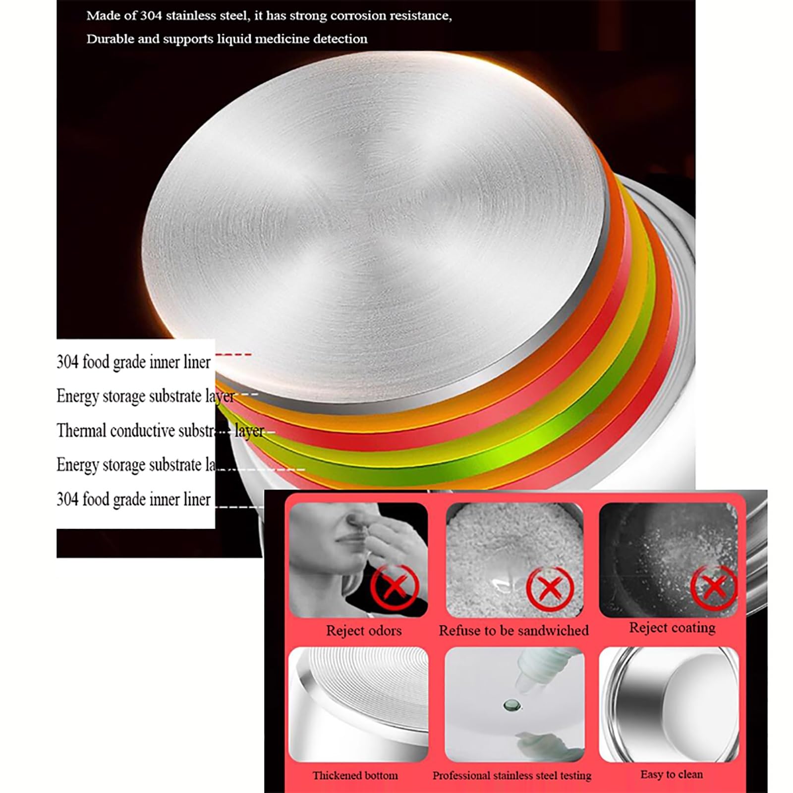 Cuociriso (2-6L) Pentola interna in acciaio inossidabile 304, isolamento intelligente, prepara riso e cibo a vapore e verdure, alimentazione 220-240V US/EU(4L)