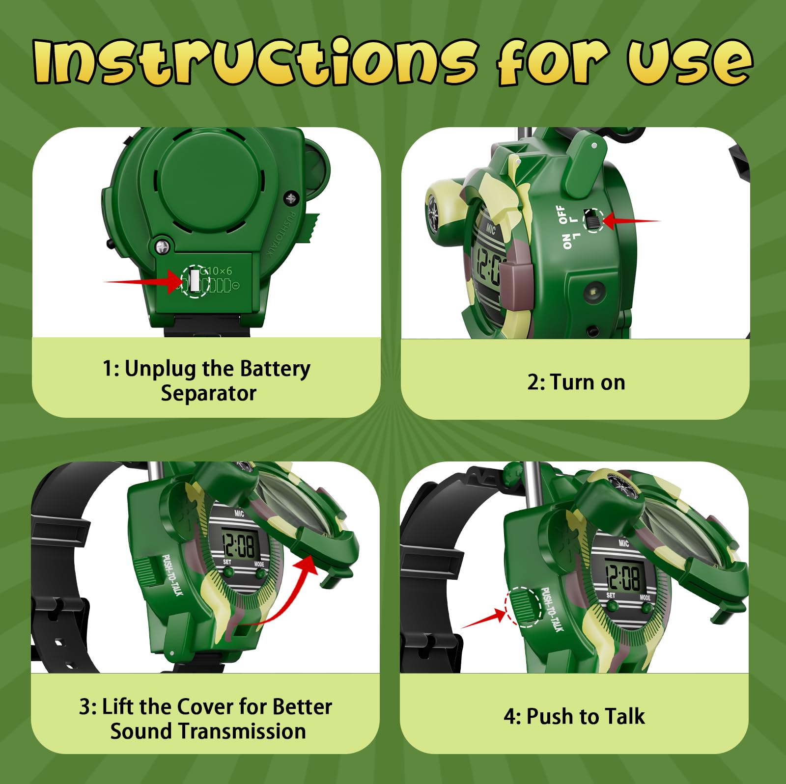 Walkie Talkies Watch Set for Kids Outdoor Explorer Binoculars Camping Gear Kit Adventure Game, Cool Spy Gadgets for Boy Girls - Image 2