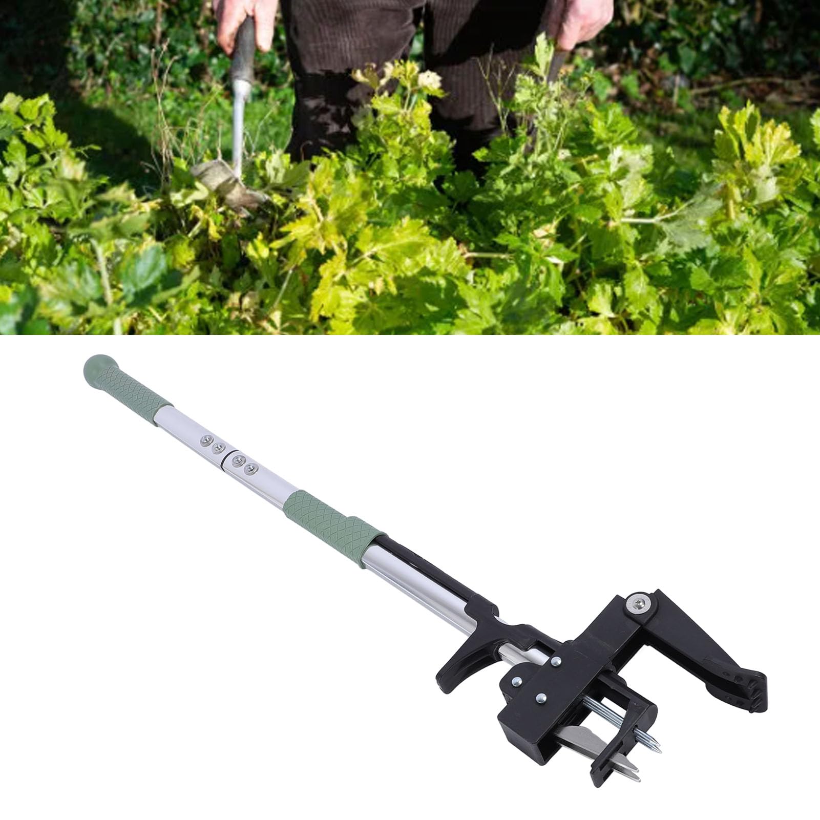 Stand-Unkrautzieher mit 4 Backen, Unkrautstecher aus Edelstahl mit Langem Griff, Abnehmbares Unkrautentferner-Werkzeug für Gartenarbeit und Terrasse