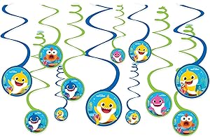 Baby Shark Cutouts Spiral Decorations